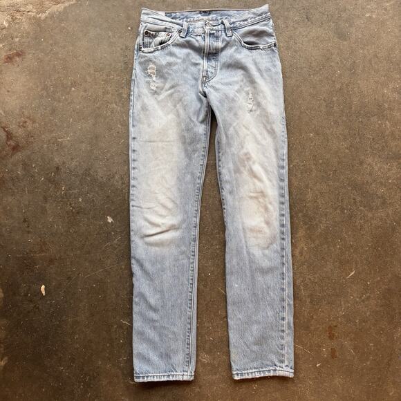 Levi’s 501 Faded/WORN Vintage Midrise Jeans light blue women’s size 26 x 32 - Picture 1 of 6
